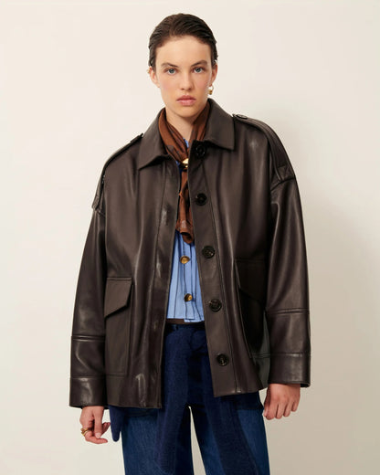 Hamida Luxe Chic Rexine Leather Jacket-2