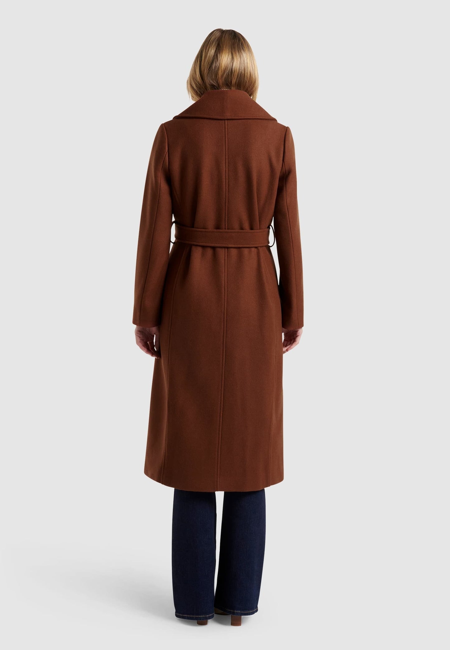 HAMIDA Italian-Inspired Wool Belted Wrap Coat
