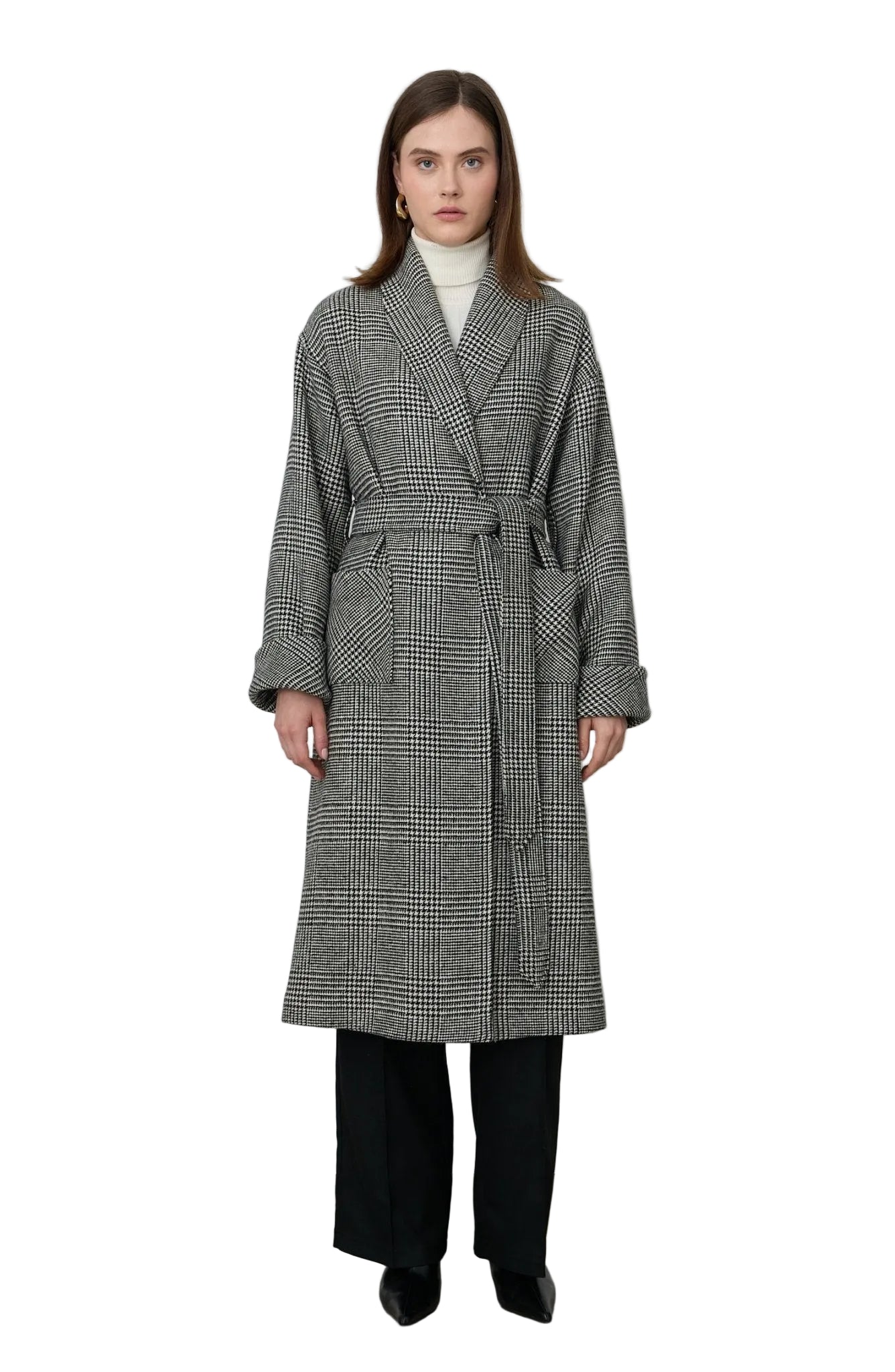 Hamida Luxe Hybrid Wool-Blend Belted Coat