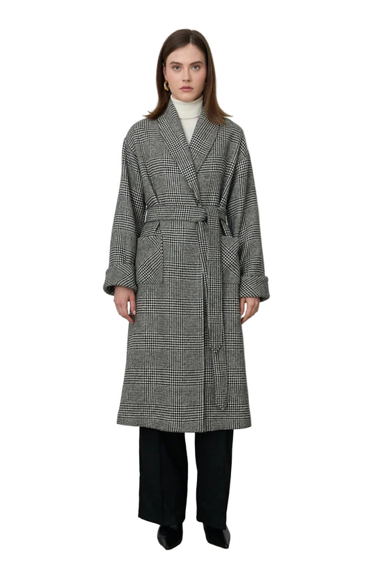 Hamida Luxe Hybrid Wool-Blend Belted Coat