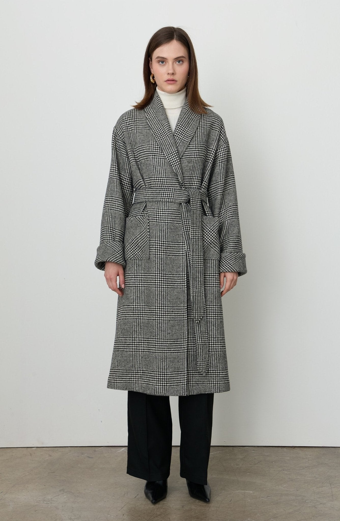 Hamida Luxe Hybrid Wool-Blend Belted Coat