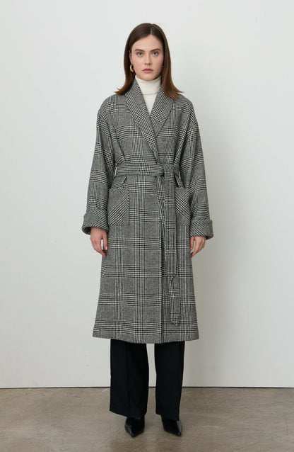 Hamida Luxe Hybrid Wool-Blend Belted Coat