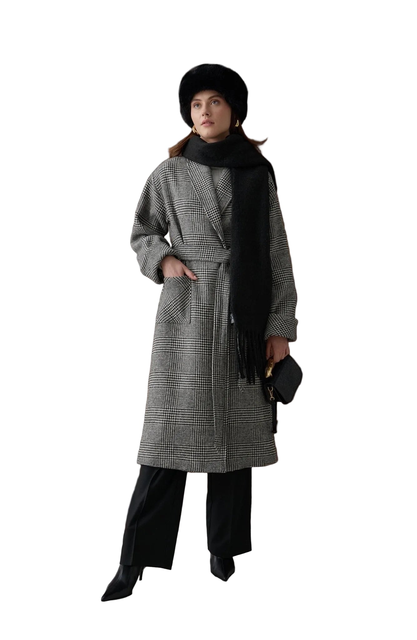 Hamida Luxe Hybrid Wool-Blend Belted Coat