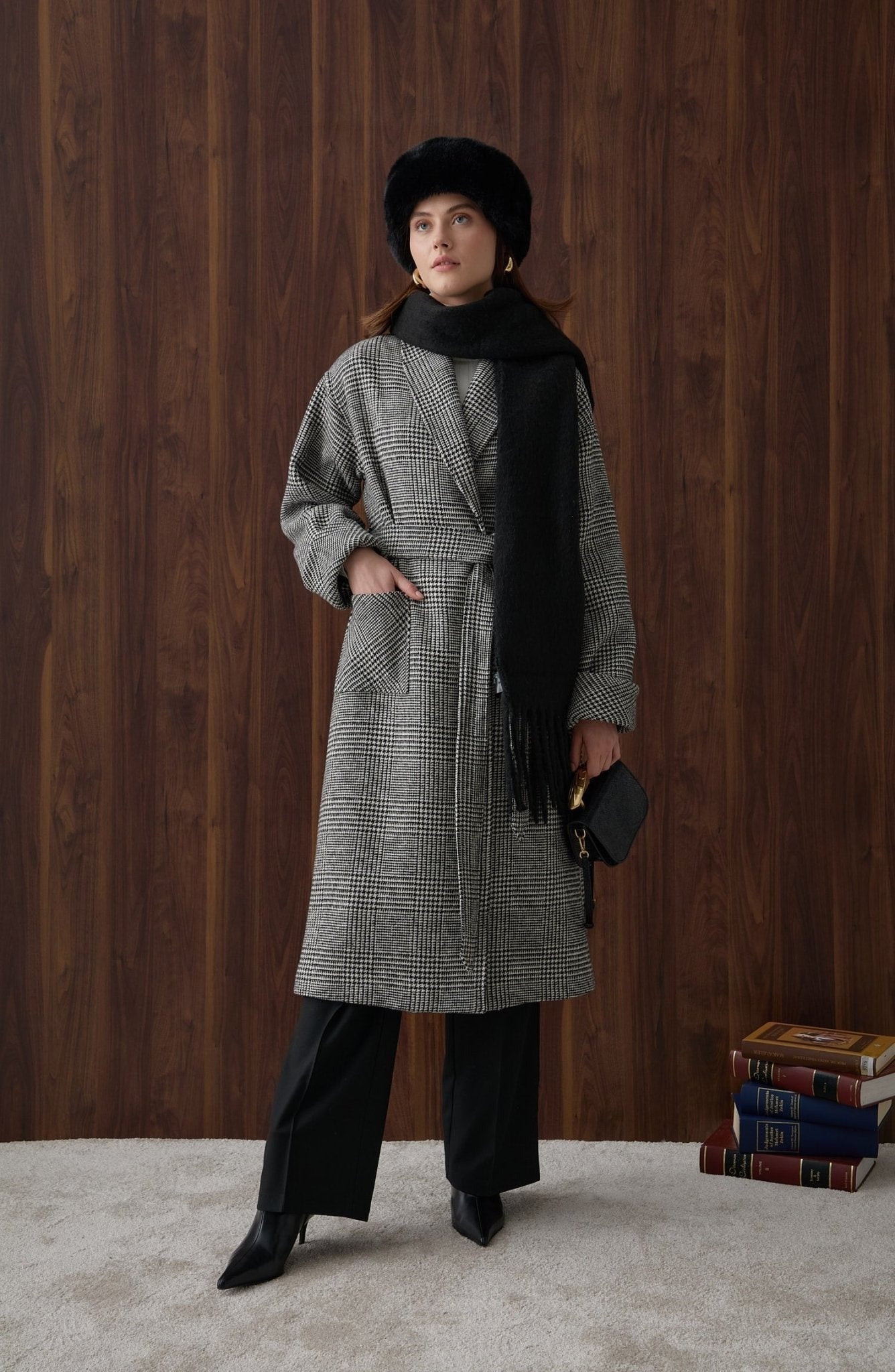 Hamida Luxe Hybrid Wool-Blend Belted Coat