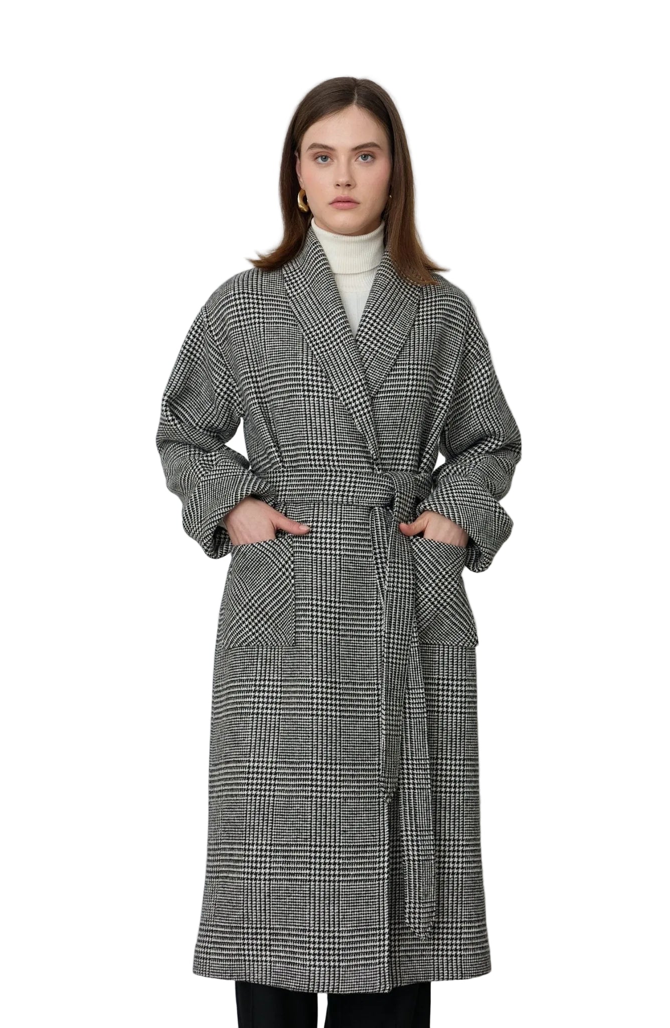 Hamida Luxe Hybrid Wool-Blend Belted Coat