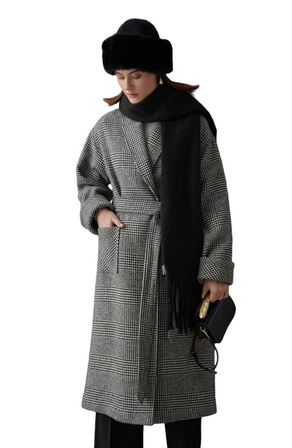Hamida Luxe Hybrid Wool-Blend Belted Coat