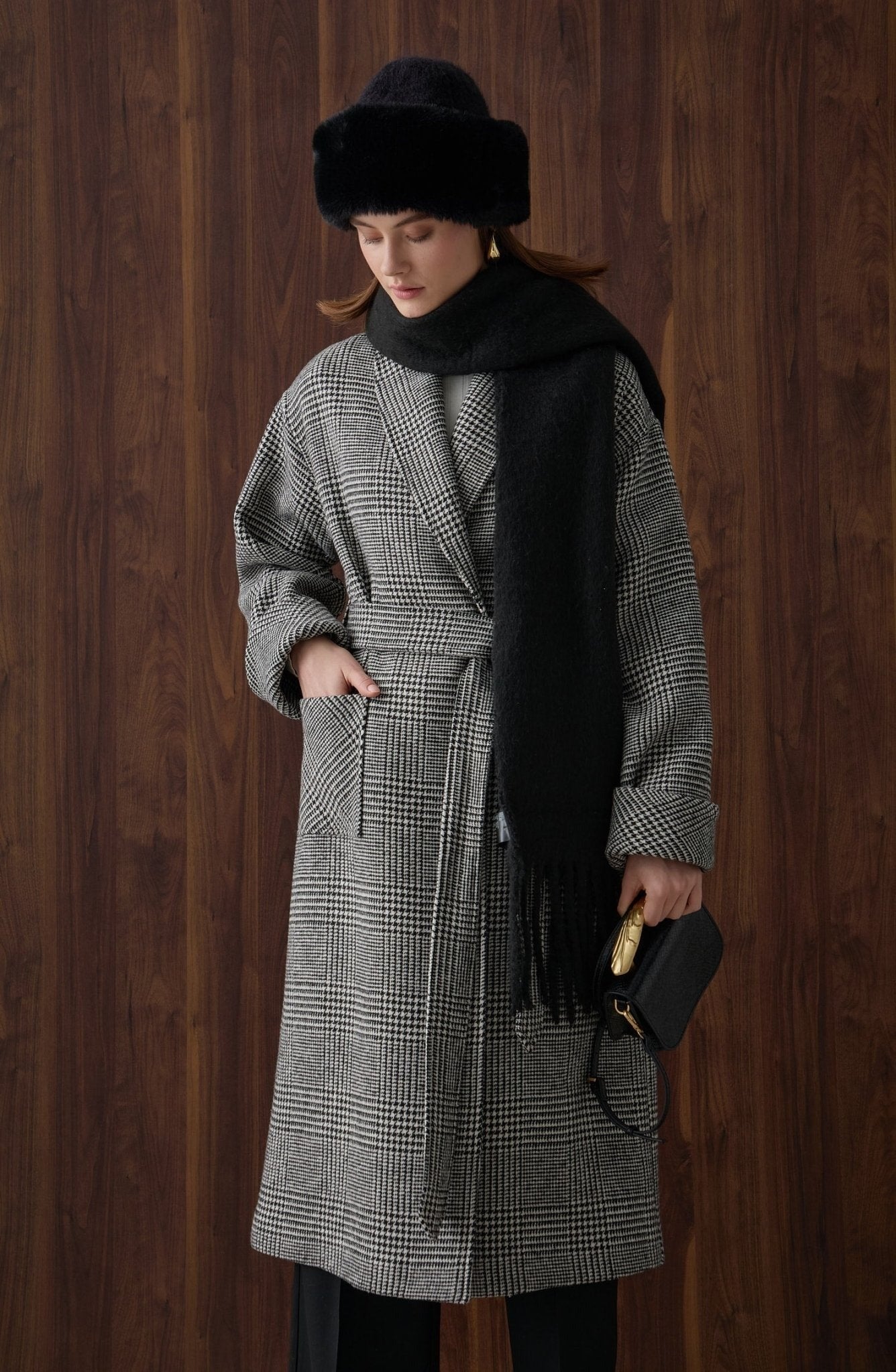 Hamida Luxe Hybrid Wool-Blend Belted Coat