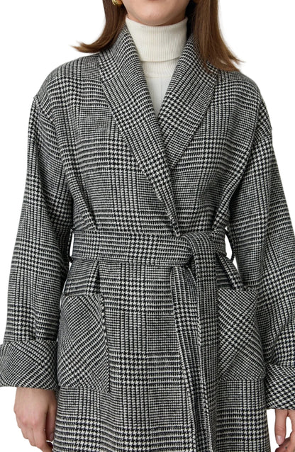 Hamida Luxe Hybrid Wool-Blend Belted Coat