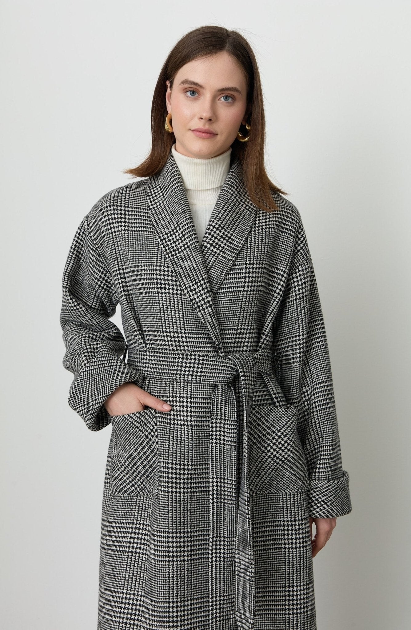 Hamida Luxe Hybrid Wool-Blend Belted Coat