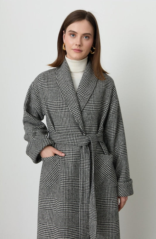 Hamida Luxe Hybrid Wool-Blend Belted Coat