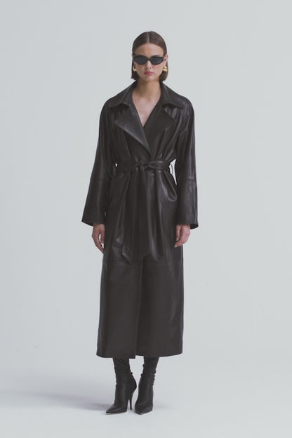 Hamida Grace Rexine Leather Coat