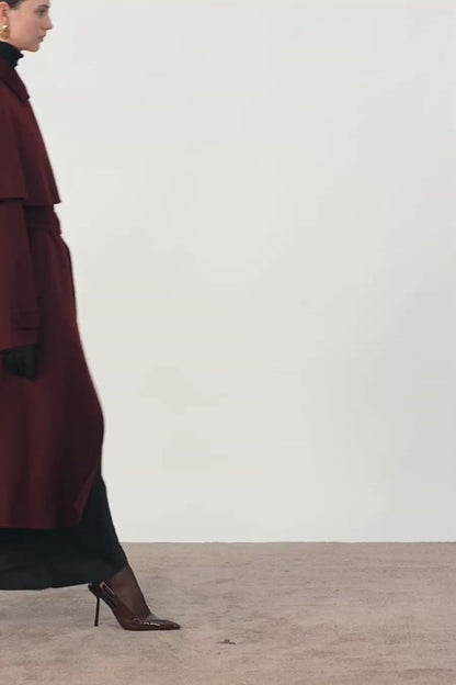 Cape Trench Coat in Cashmere Wool Double-Face