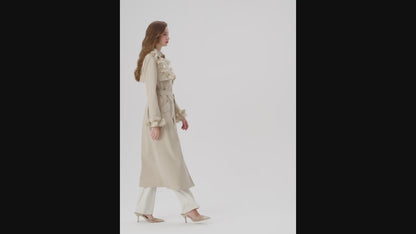 Hamida Timeless Elegance Floral-Detail Cotton Trench Coat