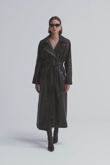 Hamida Grace Rexine Leather Coat