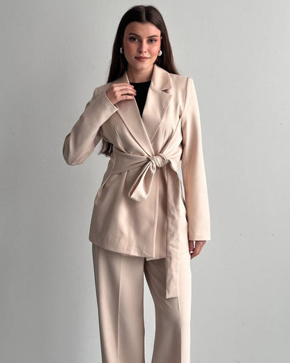 Hamida Belted Chic Styled Short Coat-1